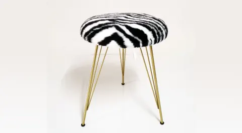 Intense Plush Zebra Gold Pouf