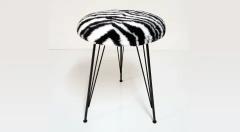Intense Plush Zebra Black Pouf