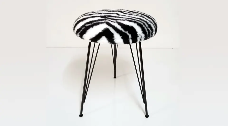Intense Plush Zebra Black Pouf