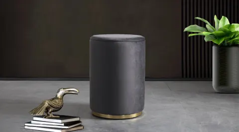 Istanbul Anthracite Gold Pouf