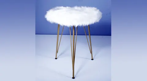 Lovely White Gold Pouf