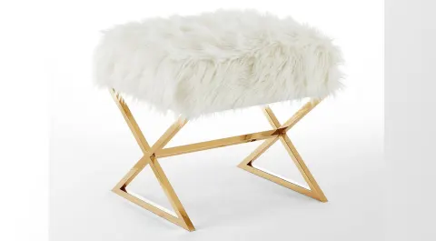 Luxury White Plush Pouf