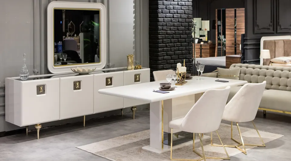 Latte Modern White Dining Room Set