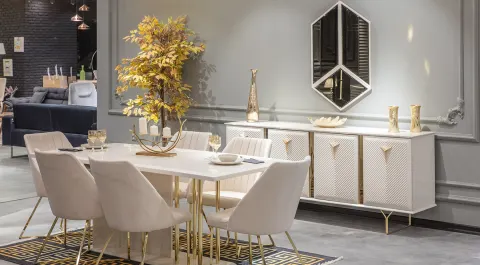 Nova Gold Metal Leg Dining Room Set