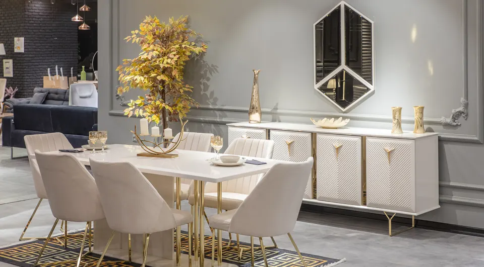 Nova Gold Metal Leg Dining Room Set