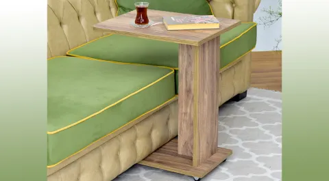 Babil Wheeled  Chestnut Side Table
