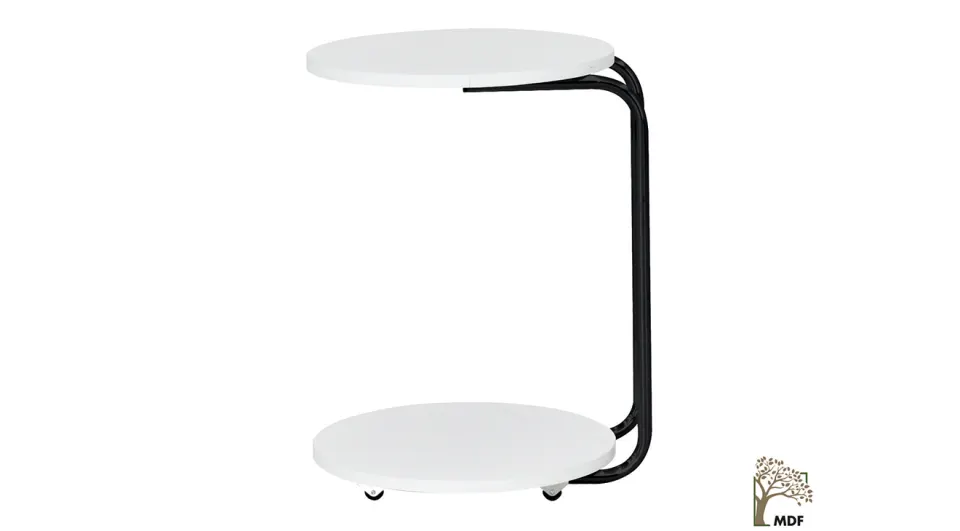Emr Wheeled White Side Table
