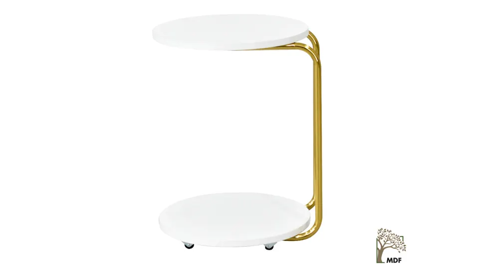 Emr Wheeled White Gold Side Table