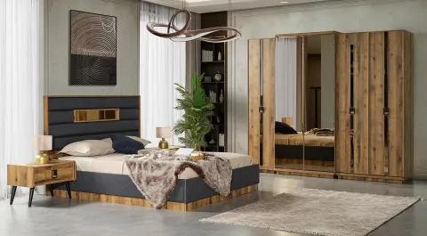 Mira Walnut 5 Door Bedroom Set