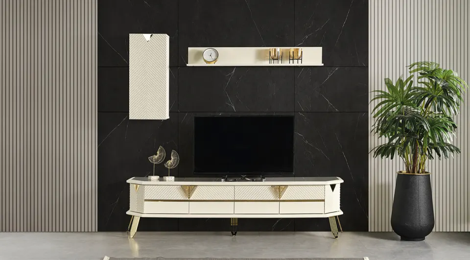 City Gold Metal Leg Tv Unit