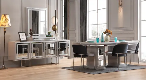 Prizma Metal Leg Dining Room Set