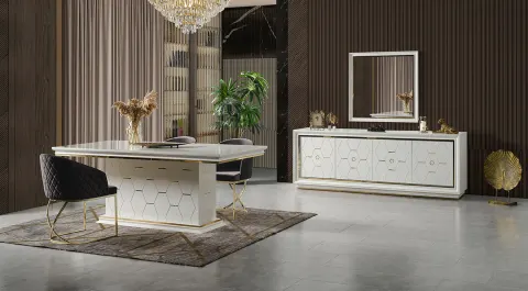 Yusra Premium Moonstone Modern Dining Room Set