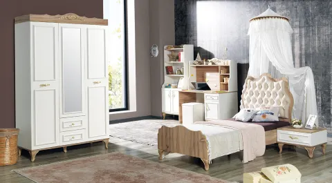 White Country 3 Doors Young Room Set