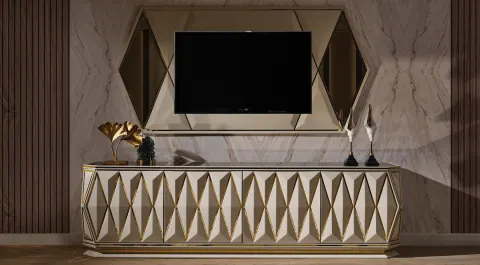 Diamond Cream Luxury Tv Unit