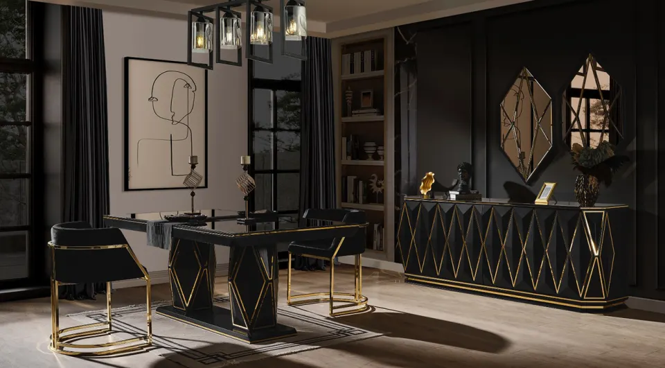 Diamond Black Luxury Dining Room Set