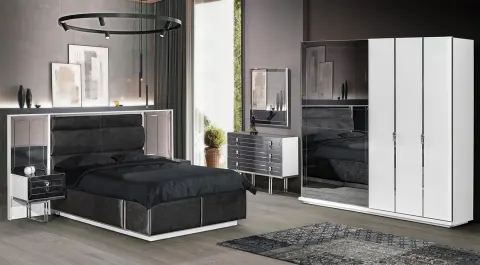 Noir Cream Sliding Door Bedroom Set