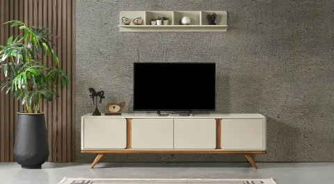 Prada Walnut Wooden Leg Tv Unit