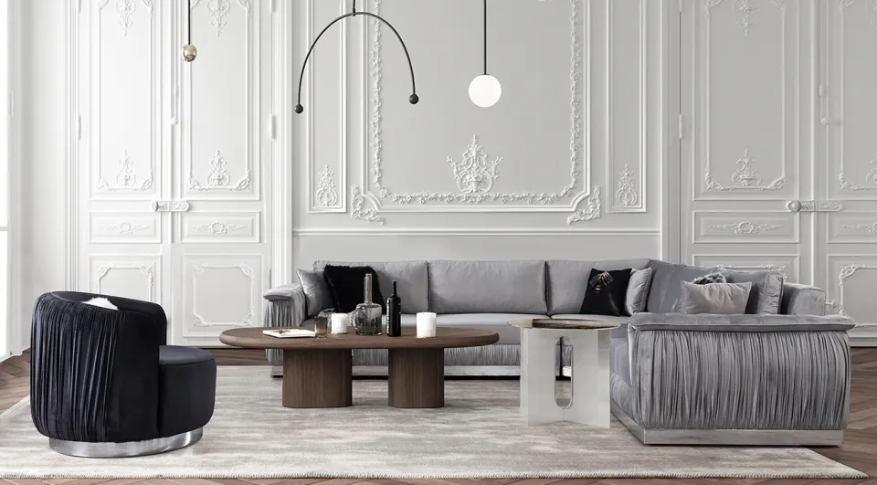 Viyana Metal Leg Corner Sofa Set