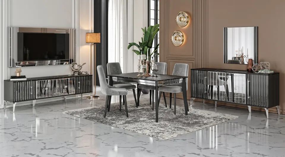 Florya Anthracite Dining Room Set