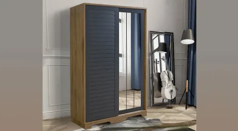 Abelia Walnut Anthracite Sliding Door Cabinet