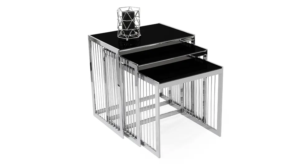 Milas Silver Metal Leg Nesting Table