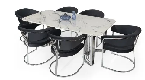 Olivia Silver Metal Leg Table