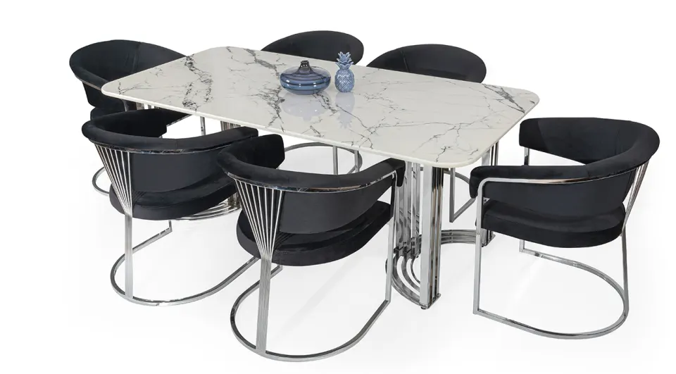 Olivia Silver Metal Leg Table