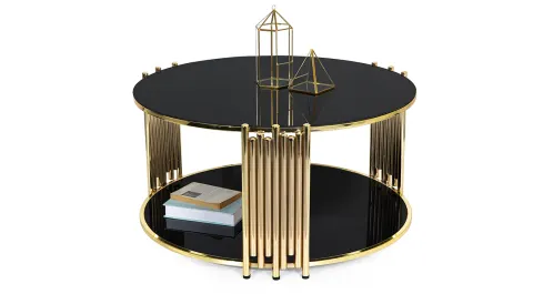 Side Black Gold Metal Leg Coffee Table
