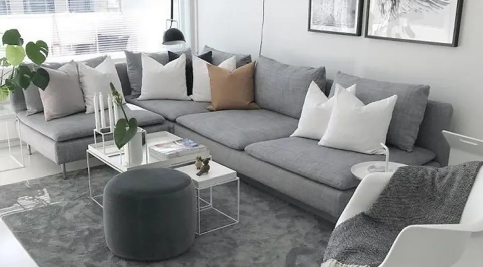 Bella Metal Leg Gray Corner Sofa Set