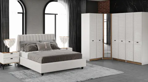 Dragos Moonstone Corner Wardrobe Bedroom Set