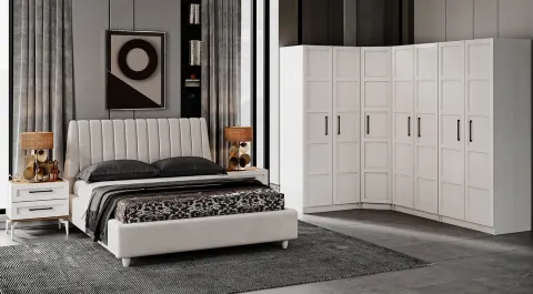Sirkeci Moonstone Corner Wardrobe Bedroom Set