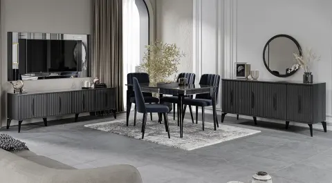 Uskudar Anthracite Dining Room Set