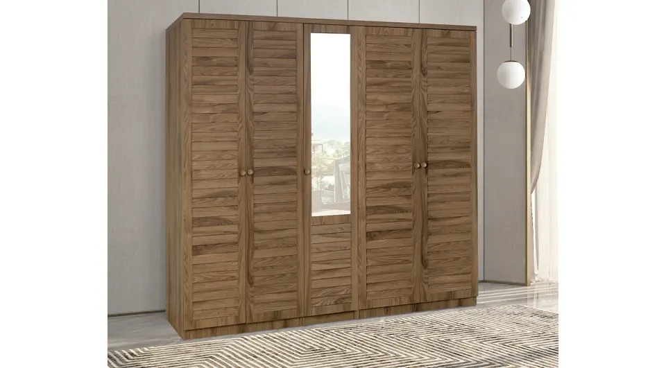 Puzzle Walnut 5 Doors Cabinet