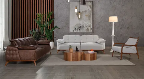 Loft Wooden Leg Sofa Set (Wooden Armchair)