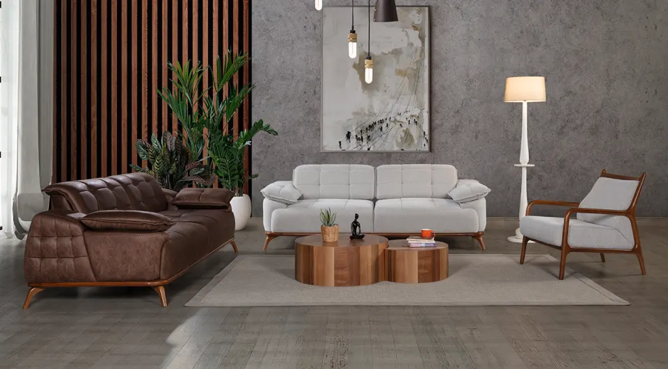 Loft Wooden Leg Sofa Set (Wooden Armchair)