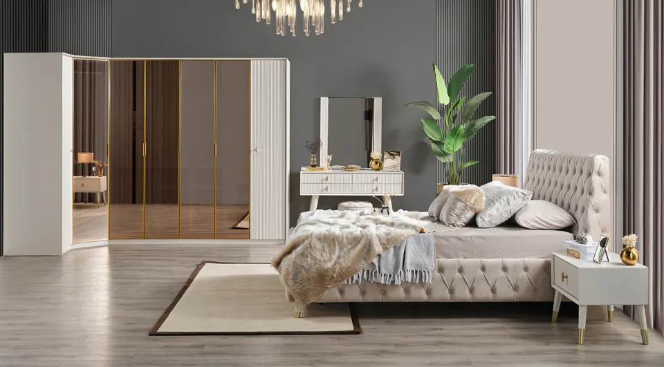 Asra Corner Wardrobe Bedroom Set