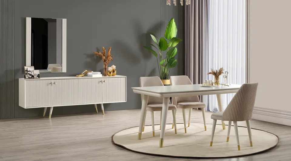 Asra Wooden Leg Dining Room Set