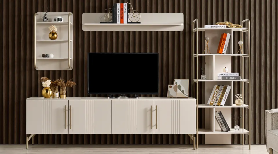 Eva Gold Metal Leg Tv Unit