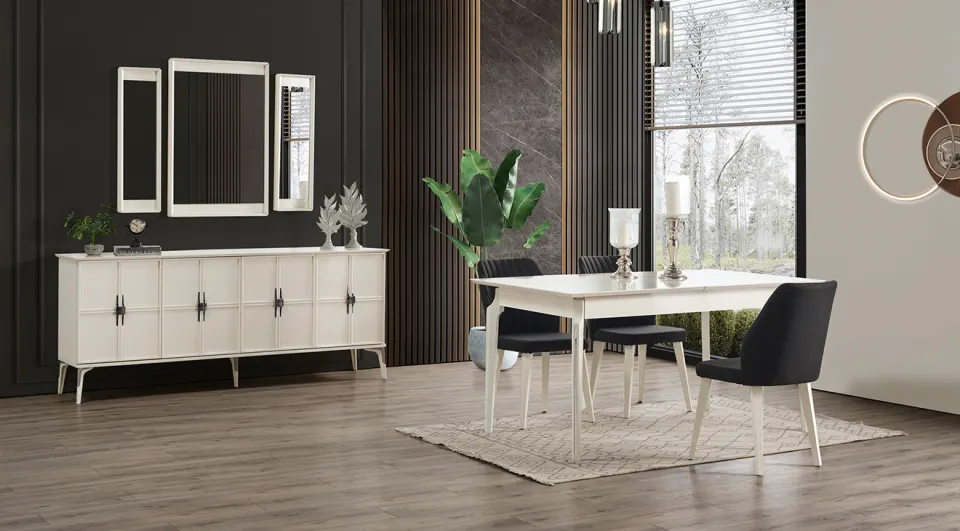 Hitit White Modern Dining Room Set