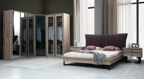 Rustic Corner Wardrobe Bedroom Set