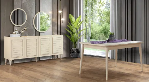 Beykoz Moonstone Wooden Legs Dining Room