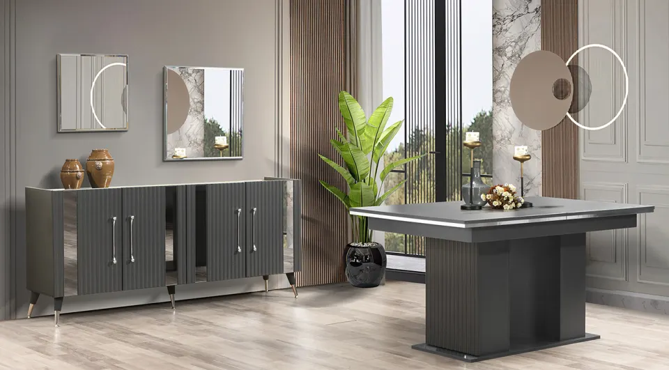 Duru Anthracite Dining Room Set