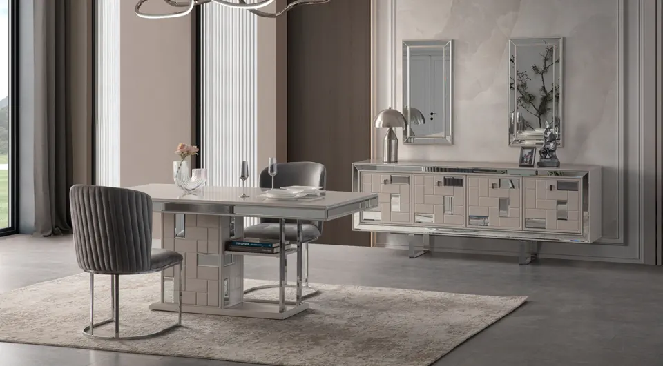 Labranda Silver Metal Leg Dining Room Set