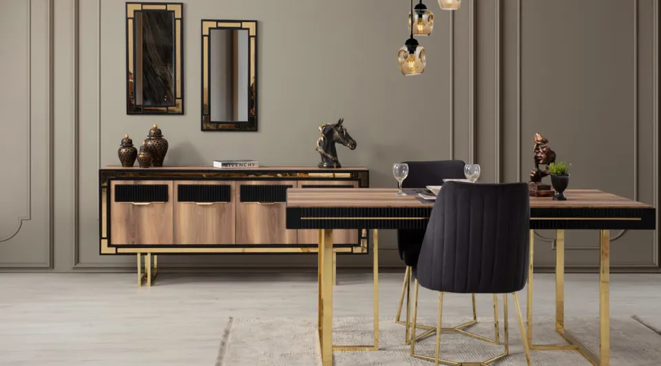 Toronto Gold Metal Leg Dining Room Set