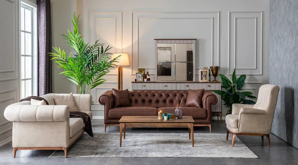 Gusto Wooden Leg Sofa Set