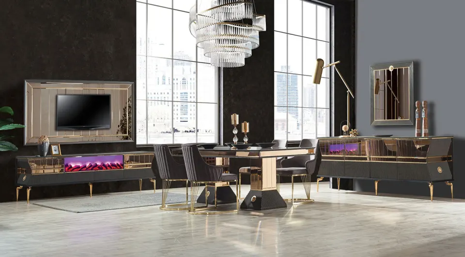 Valentina Black Modern Dining Room Set