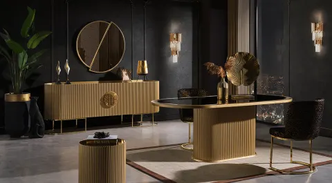 Gucci Golden Metal Leg Dining Room Set