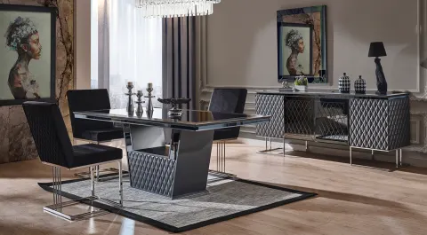 Metallica Gray Luxury Dining Room Set