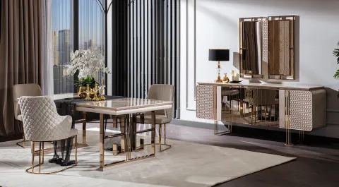 Almira Gold Metal Leg Dining Room Set