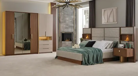 Gloria Walnut 6-Door Bedroom Set